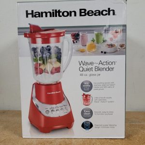 Hamilton Beach Wave Action Blender, 48 oz. Glass Jar, 12 Functions, Red, 53531FG