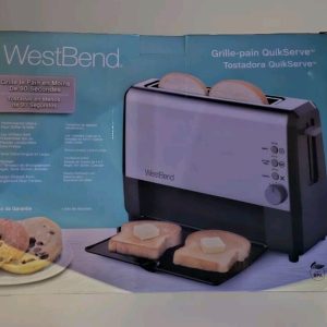 West Bend 77222 Toaster 2 Slice QuikServe Wide Slot Slide Through