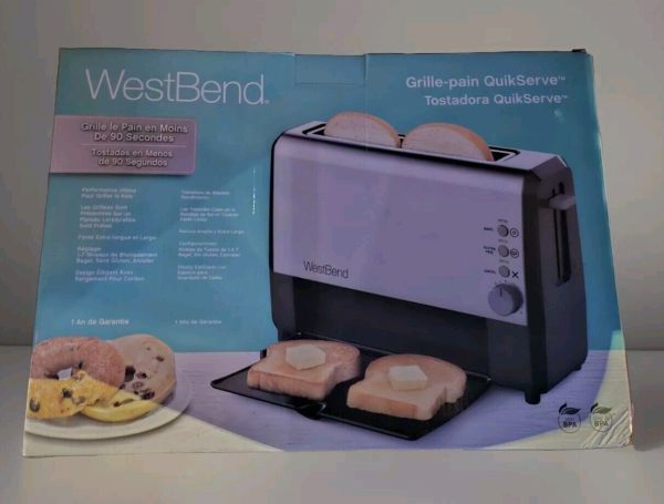 West Bend 77222 Toaster 2 Slice QuikServe Wide Slot Slide Through