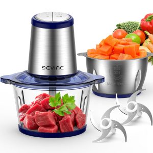 DEVINC Food Processor, Electric Food Chopper with 2 Bowls (8 Cup+8 Cup), 2 Se…