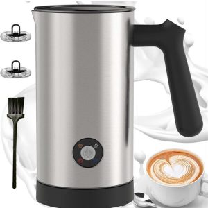 4-in-1 Electric Milk Frother  Warm & Cold Foam For Coffee 10.6oz Cracked Lid