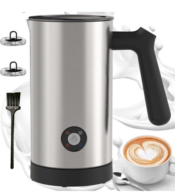 4-in-1 Electric Milk Frother  Warm & Cold Foam For Coffee 10.6oz Cracked Lid