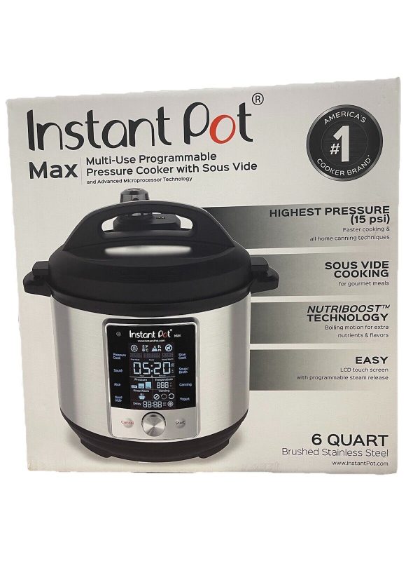 Instant Pot Max 6Qt Electric Pressure Cooker – 15 PSI, Touch Screen, Stainless