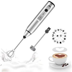 Milk Frother Handheld, Gbivbe Rechargeable Whisk Drink Mixer for Coffee with Art