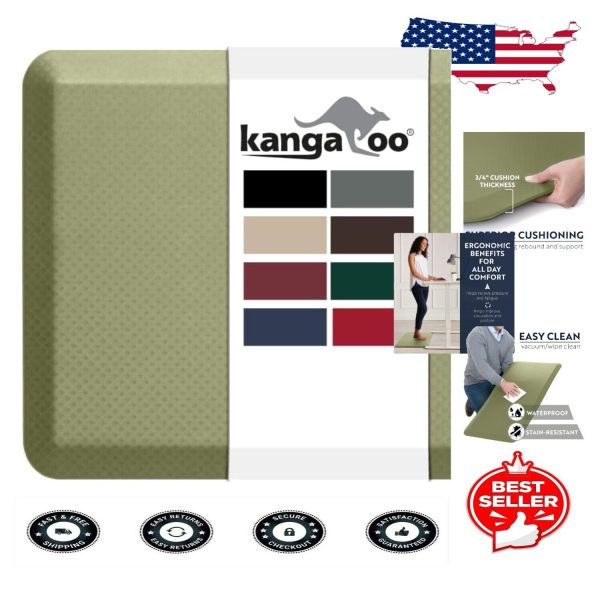 Thick Ergonomic Anti-Fatigue Kitchen Mat – 48×20, Sage Green Comfort Solution