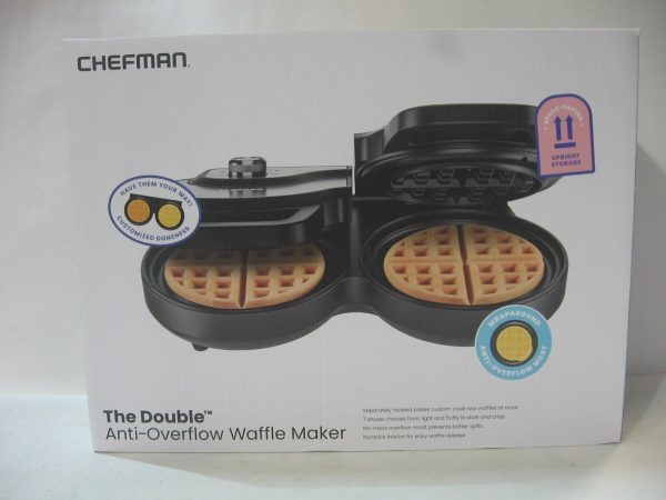 NEW Chefman The Double Anti-Overflow Waffle Maker RJ04-AO-8D-SS