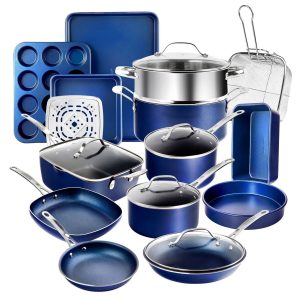 Granitestone Blue 20 Piece Nonstick Cookware and Bakeware Set