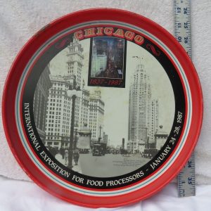 Vintage 1987 CHICAGO INTERNATIONAL EXPOSITION FOR FOOD PROCESSORS METAL TRAY 12″