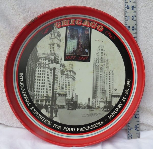 Vintage 1987 CHICAGO INTERNATIONAL EXPOSITION FOR FOOD PROCESSORS METAL TRAY 12″