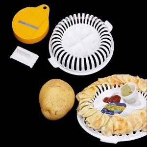 Microwave Oven Fat Potato Chips Maker Fruit Potato Crisp Chip Slicer Snack Mah^a