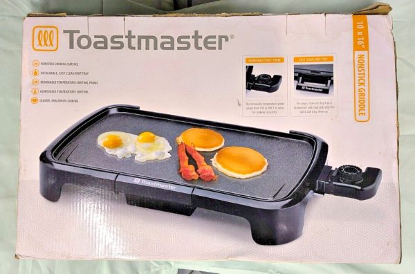 NEW! TOASTMASTER FAMILY SIZE 10” x 16” ELECTRIC GRILL GRIDDLE NONSTICK DIP TRAY