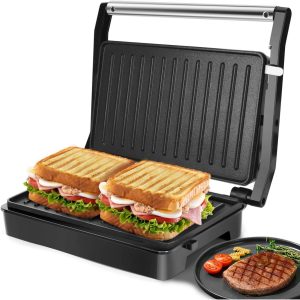 Panini Press Sandwich Maker,  1000W Sandwich Press Grill with Non-Stick Coated P