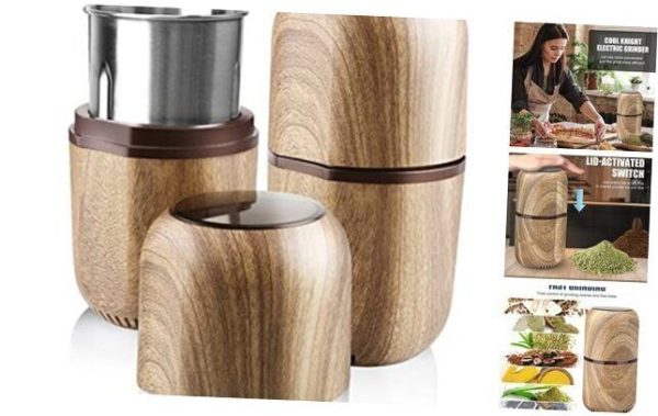 Herb Grinder [large capacity/fast/Electric ]-Spice Herb Coffee Wood grain