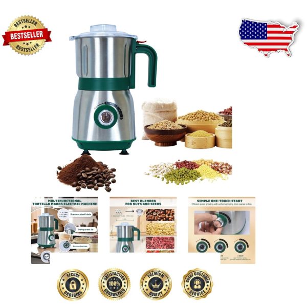 500W Durable Electric Spice Grinder with 600ML Capacity – Classic Green Design