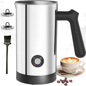 Milk Frother Electric, 4-in-1 Milk Frother and Steamer Stainless Steel,