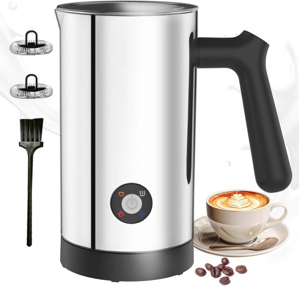 Milk Frother Electric, 4-in-1 Milk Frother and Steamer Stainless Steel,