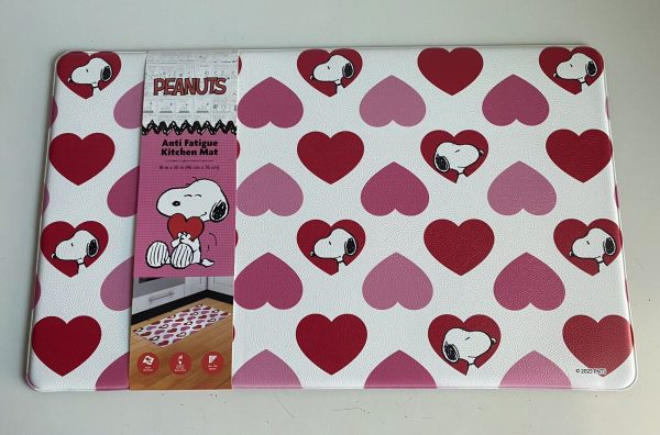 Peanuts Snoopy Valentine Hearts Anti Fatigue Kitchen Mat 18 X 30” Pink Red NEW