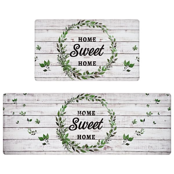 2 PCS Farmhouse Kitchen Rugs Home Sweet Home Kitchen Mats for Floor