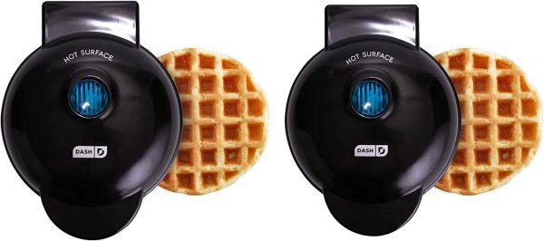 Mini Waffle Maker (2 Pack) for Individual Waffles Hash Browns, Keto Chaffl