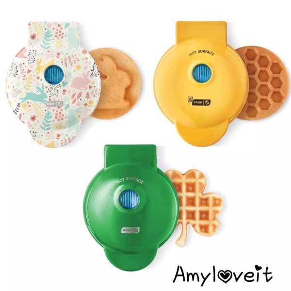 Dash Mini Waffle Makers Set Of 3 Bunny Shamrock Honey Comb New In Box