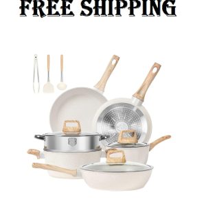 SODAY Pots and Pans Set Non Stick, 12 Pcs Kitchen Cookware Sets Induction Cookwa