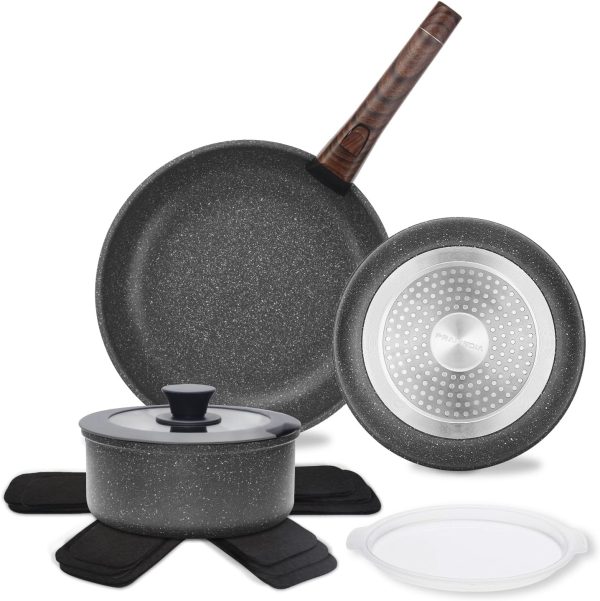 Nonstick Pots and Pans Set with Germany Granite Coating, Induction Cookware Sets