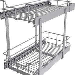 2 Tier Pull Out Cabinet Organizer 11″ W X 17″ D, Slide 11”W x 17”D, 2