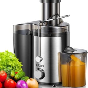 Qcen Juicer Machine, 800W Centrifugal Juicer Extractor with Wide Mouth 3” Feed