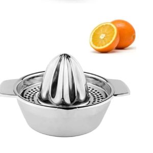 Stainless Steel Citrus Juicer-Manual Hand Press Lemon Squeezer w Bowl & Strainer