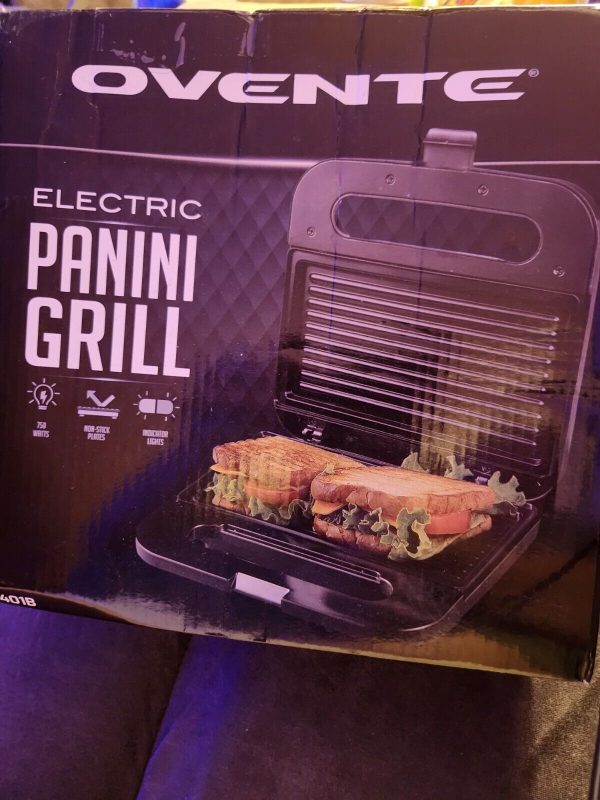 Ovente Non-Stick Electric Panini Grill GPO110R/ 2-Sandwich Grill