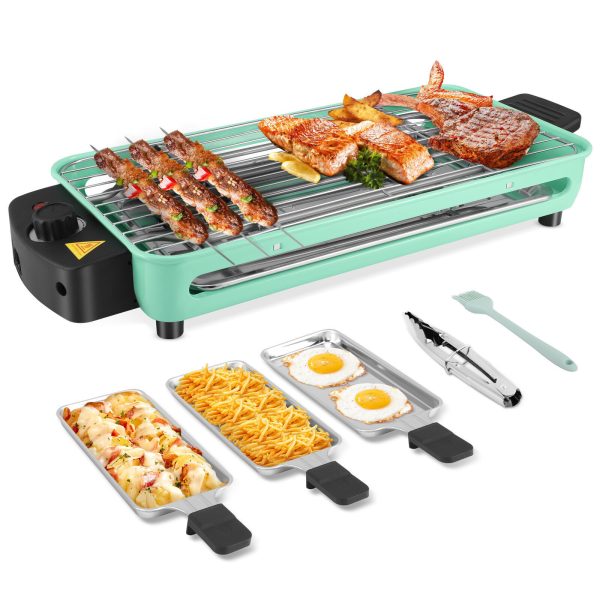 2 IN 1 Raclette Table Grill, Electric Indoor Grill Korean BBQ Grill, 1500W