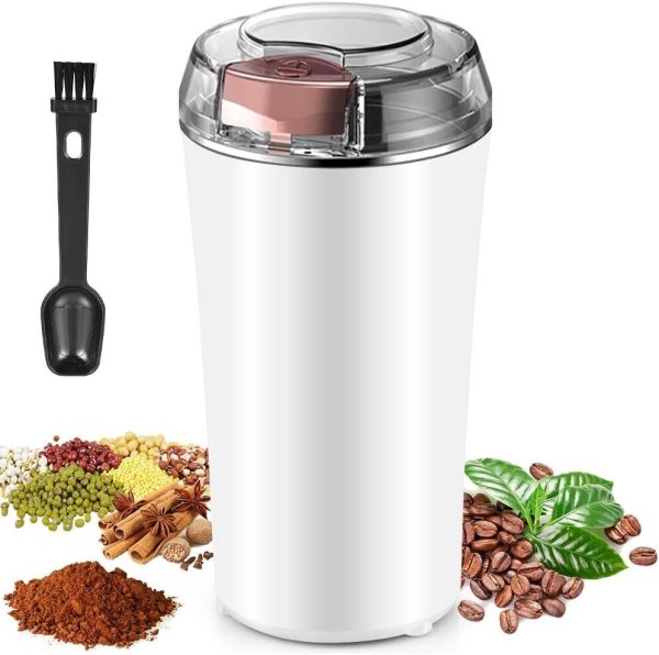 Coffee Grinder Electric, Spice Grinder, Bean Herb with White