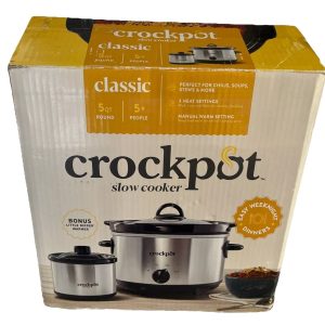 Crockpot 5-Quart Round Manual Stainless Steel Slow Cooker & Little Dipper 16oz.