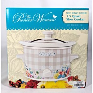 Pioneer Woman Sweet Romance Blossoms 1.5 Quart Slow Cooker  Gingham Design