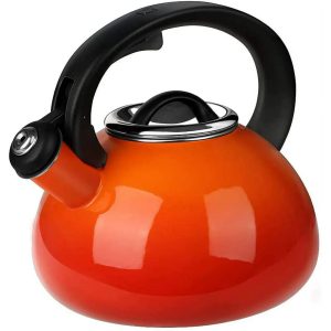 AIDEA Whistling Tea Kettle,2.3 Quart Ceramic for Stovetop Colbalt Orange