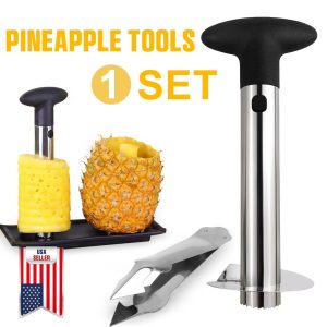 1Set Stainless Steel Pineapple Corer Slicer Peeler Cutter Fruit Rings Diced Tool