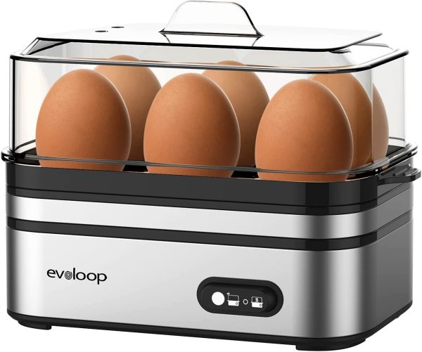 Rapid Egg Cooker Electric 6 Eggs Capacity, Soft, Medium, Hard Boiled, Poacher, O