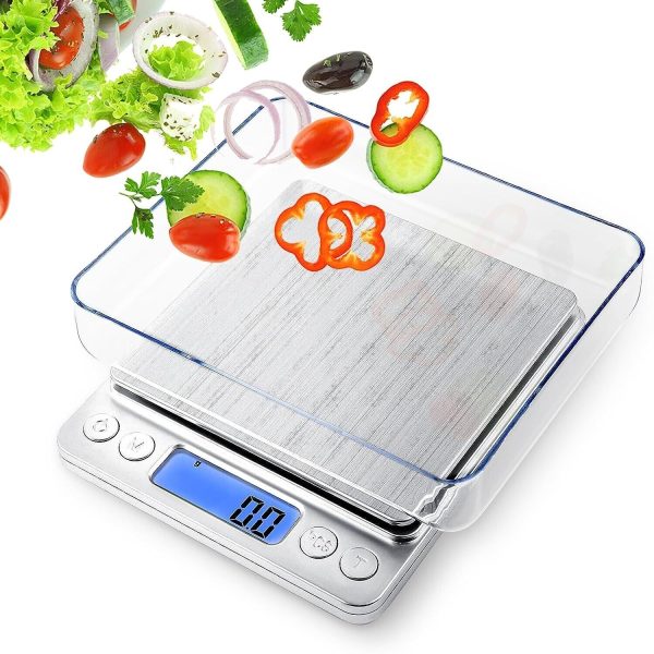 Rechargeable Digital Kitchen Scale Silver Digital Food Scale Max 3000g Accurate