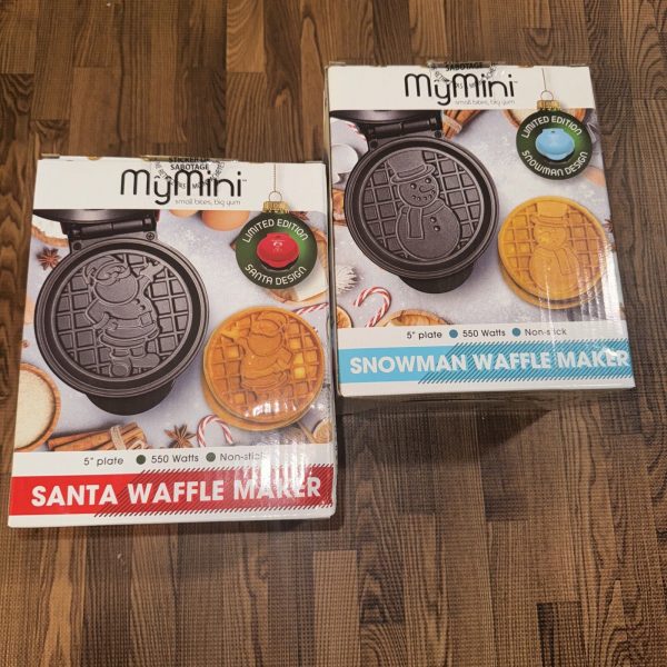 Waffle Makers My Mini 5″ Frosty Snowman & Santa Clause Xmas Lot Of 2