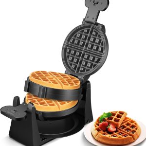 Waffle Maker, 1400W Double Belgian Waffle Iron 180° Flip, 8 Slices in 3 Mins, Ro