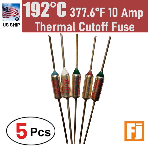 5 Pieces Thermal Fuse Cutoff RY TF | 192°C 377.6°F | 10Amp | 250V  | US Ship