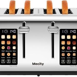 4 Slice Toaster Touch Screen Control 4 Wide Slot, Stainless Steel Smart Toaster