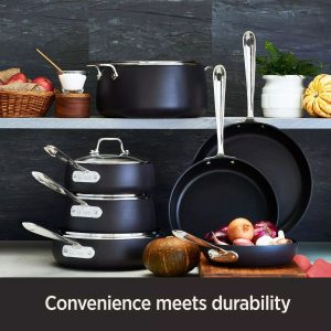 All-Clad E785SB64 HA1 Hard Anodized Nonstick 13 Piece Cookware Set.