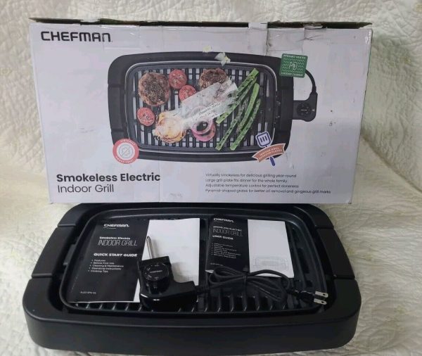 CHEFMAN Smokeless Indoor Electric Grill, Adjustable Temp Control, Pyramid Grates