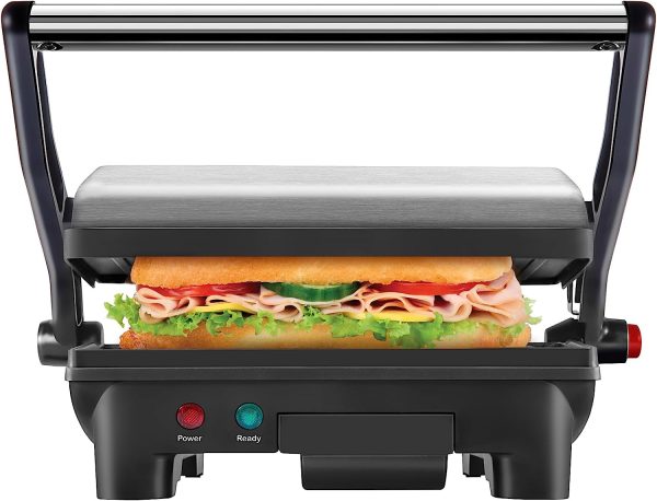 Electric Panini Press Grill and Gourmet Sandwich Maker W/ Non-Stick Coated Plate