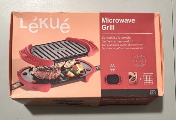 LEKUE Microwave Grill, Sandwich Maker, Panini Press, 10 In x 5.7 in Red