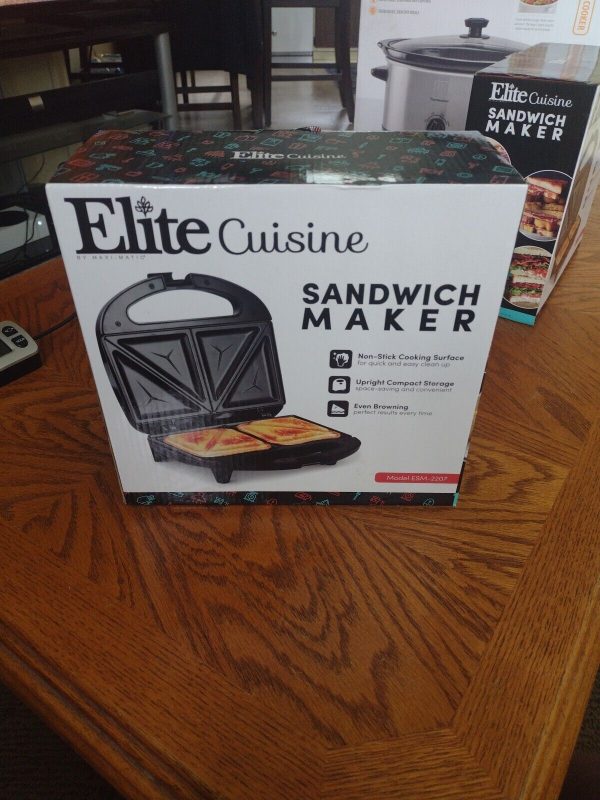 Elite Cuisine Electric Sandwich Maker Toaster Non Stick Panini Grill (ESM-2207)