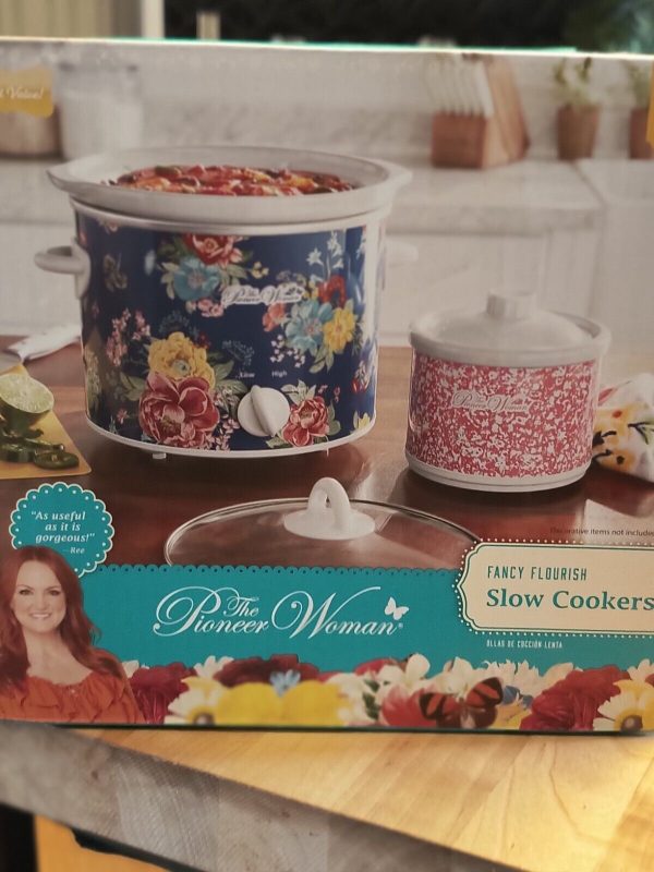 New The Pioneer Woman Fancy Flourish Slow Cookers  2Pack