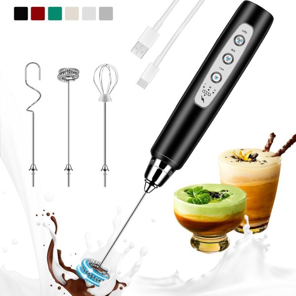 Milk Frother Handheld Rechargeable, Frother Wand Drink Mixer Electric Whisk for