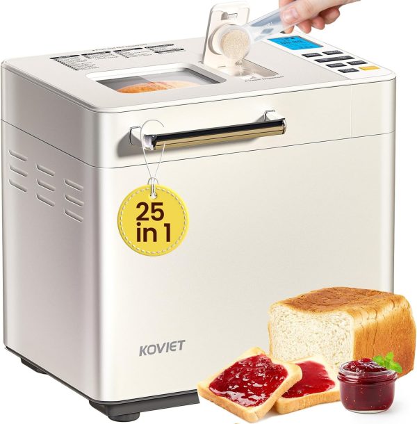 25-In-1 Bread Maker Machine with Automatic Dual Dispenser, 2LB Stainless Steel B